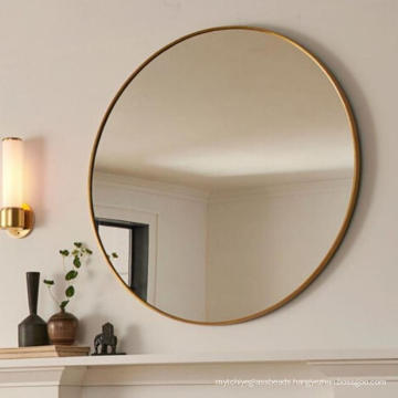 Minimalistic Modern Brass Metal Frame Round Mirror